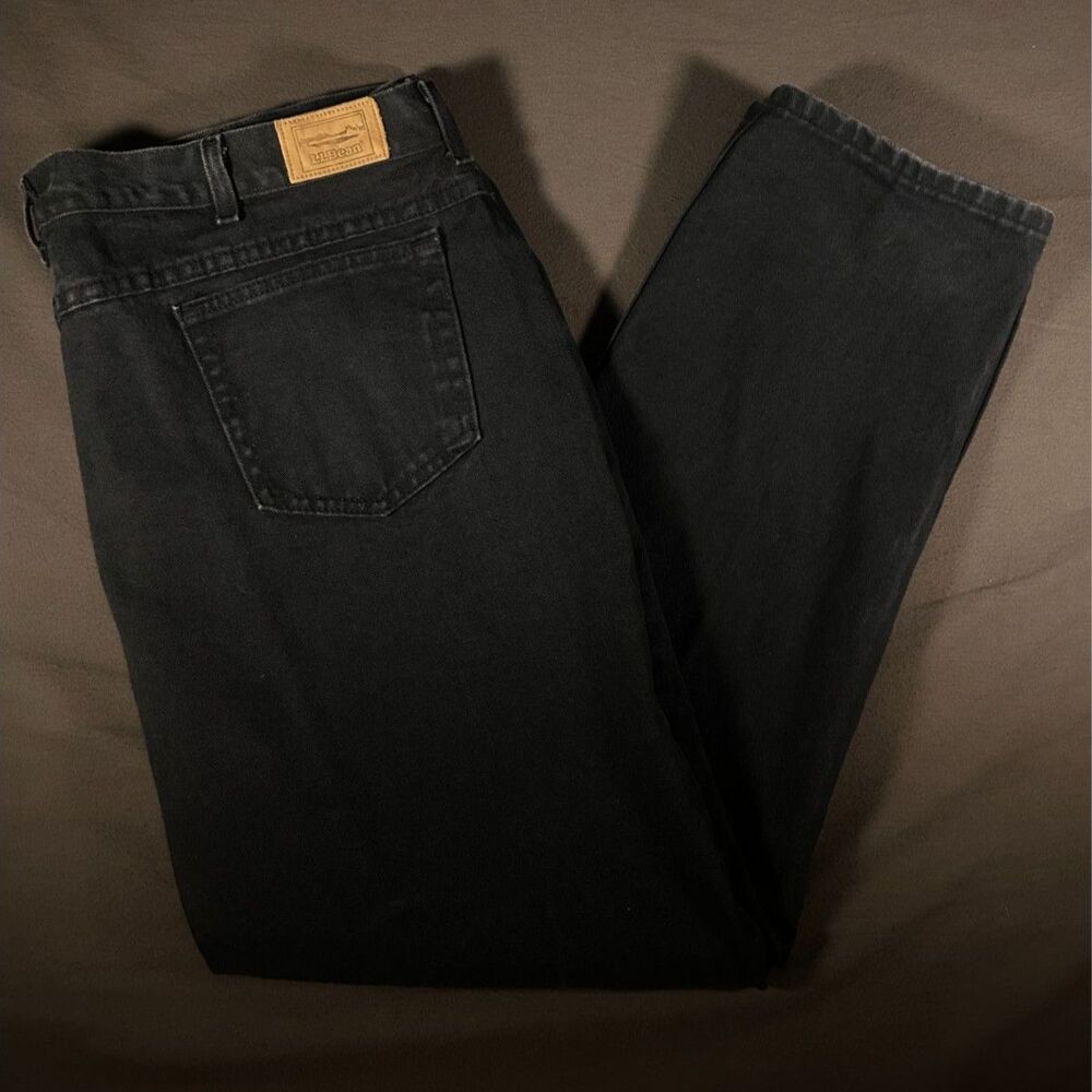 Vtg 90s LL Bean Double L Black Denim Jeans Mens 44x30 Made in USA Baggy
